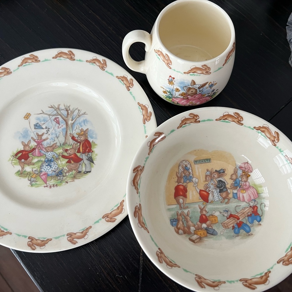 Vintage “Bunnykins” Earthenware Coffee Cup, Bowl & Plate